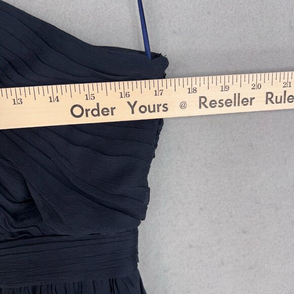 J Crew Dress Womens 10 Navy Blue Silk Chiffon Cara One Shoulder Draped Event - Picture 9 of 14